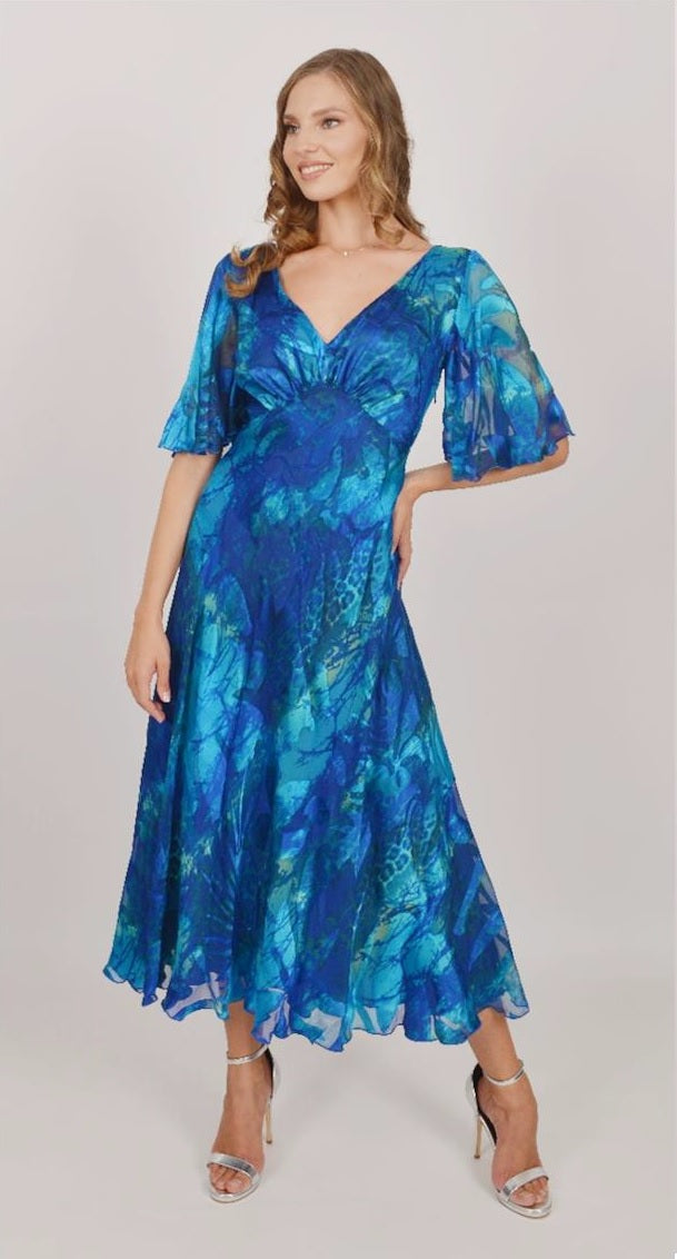 Allison Royal Blue Pure Silk Maxi Dress 6160