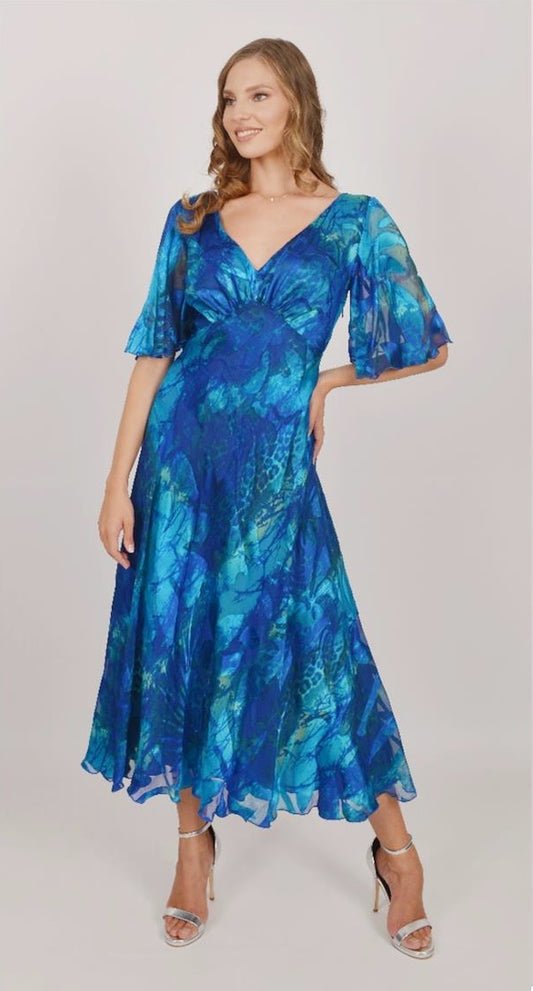 Allison Royal Blue Pure Silk Maxi Dress 6160