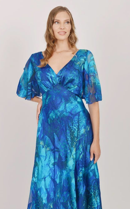 Allison Royal Blue Pure Silk Maxi Dress 6160