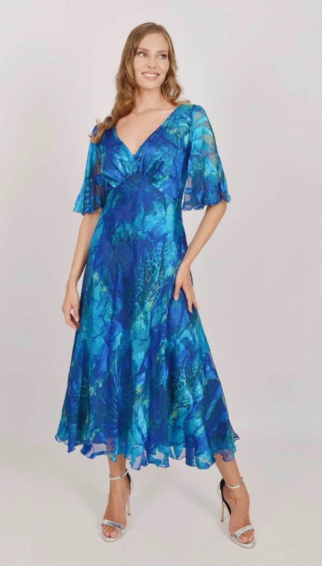 Allison Royal Blue Pure Silk Maxi Dress 6160