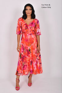 Printed Pure Silk Tiered Dress with Bolero 4111