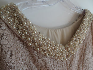 Blush Cobweb Lace Dress with Pearls