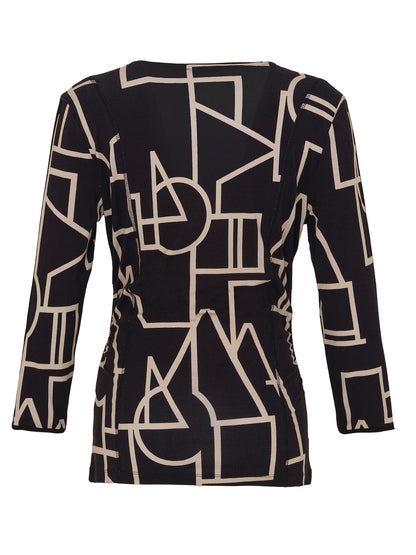 Black Upbeat Print Wrap Top 73102