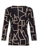Load image into Gallery viewer, Black Upbeat Print Wrap Top 73102
