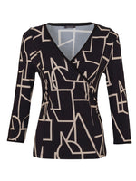 Load image into Gallery viewer, Black Upbeat Print Wrap Top 73102

