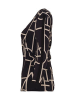 Load image into Gallery viewer, Black Upbeat Print Wrap Top 73102

