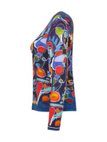 Load image into Gallery viewer, Colourful V Neck Abstract Print Top 73641
