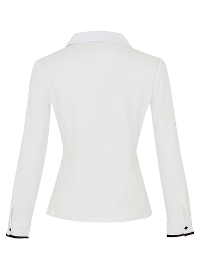 White Button Front Shirt with Abstract Print 73644