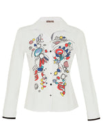 Load image into Gallery viewer, White Button Front Shirt with Abstract Print 73644
