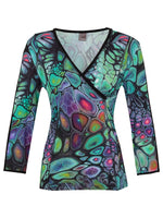 Load image into Gallery viewer, Green Fantasy Print Wrap Top 73661
