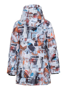 Abstract Print Puffer Coat 73840