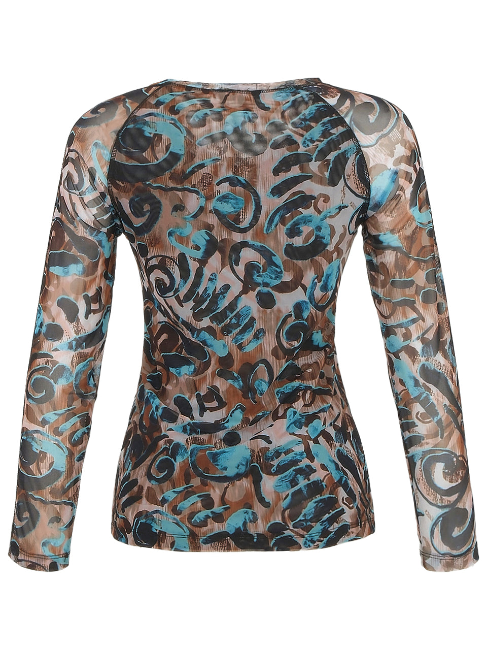 Abstract Swirl Mesh Print Top 74103