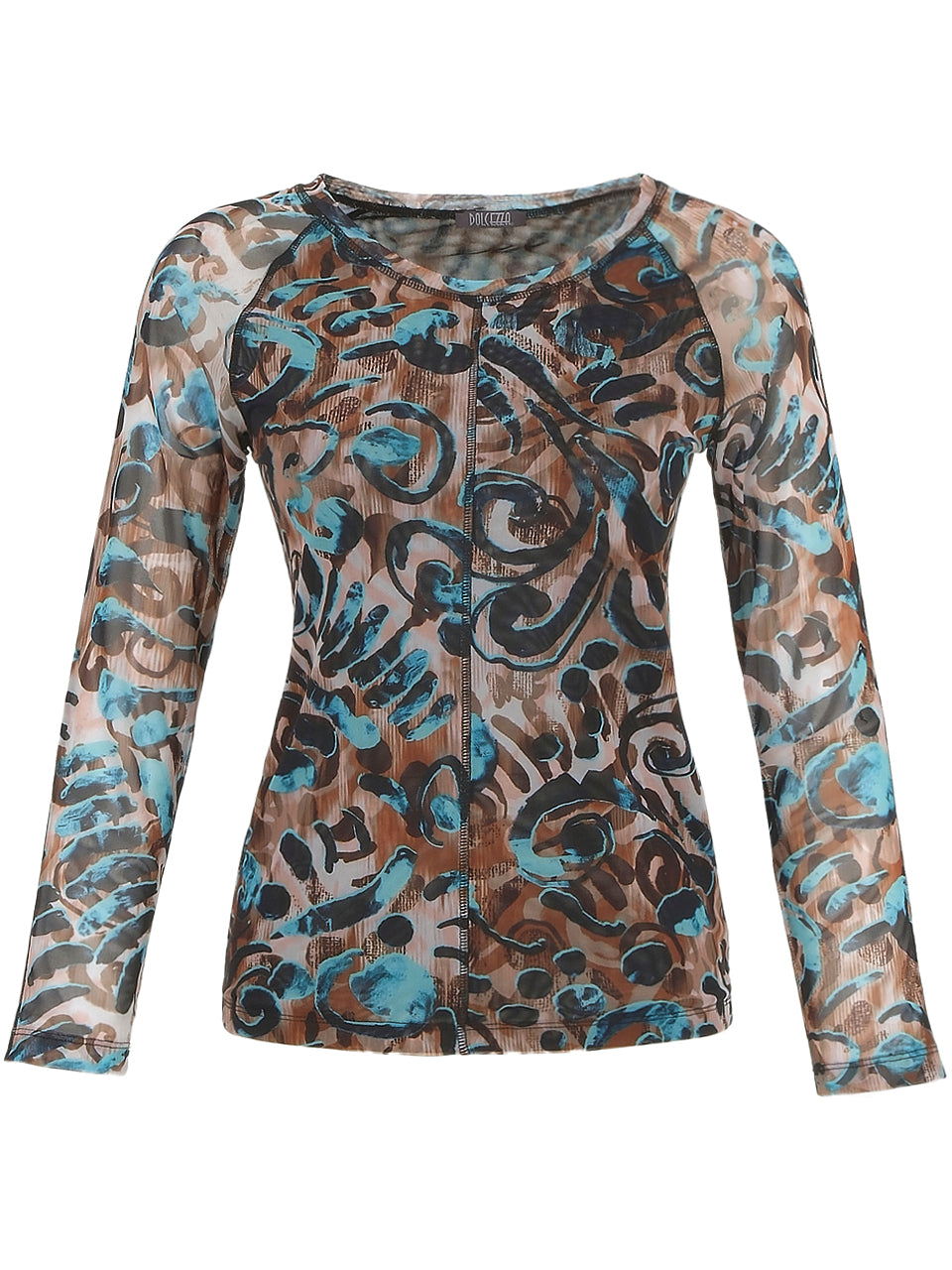 Abstract Swirl Mesh Print Top 74103
