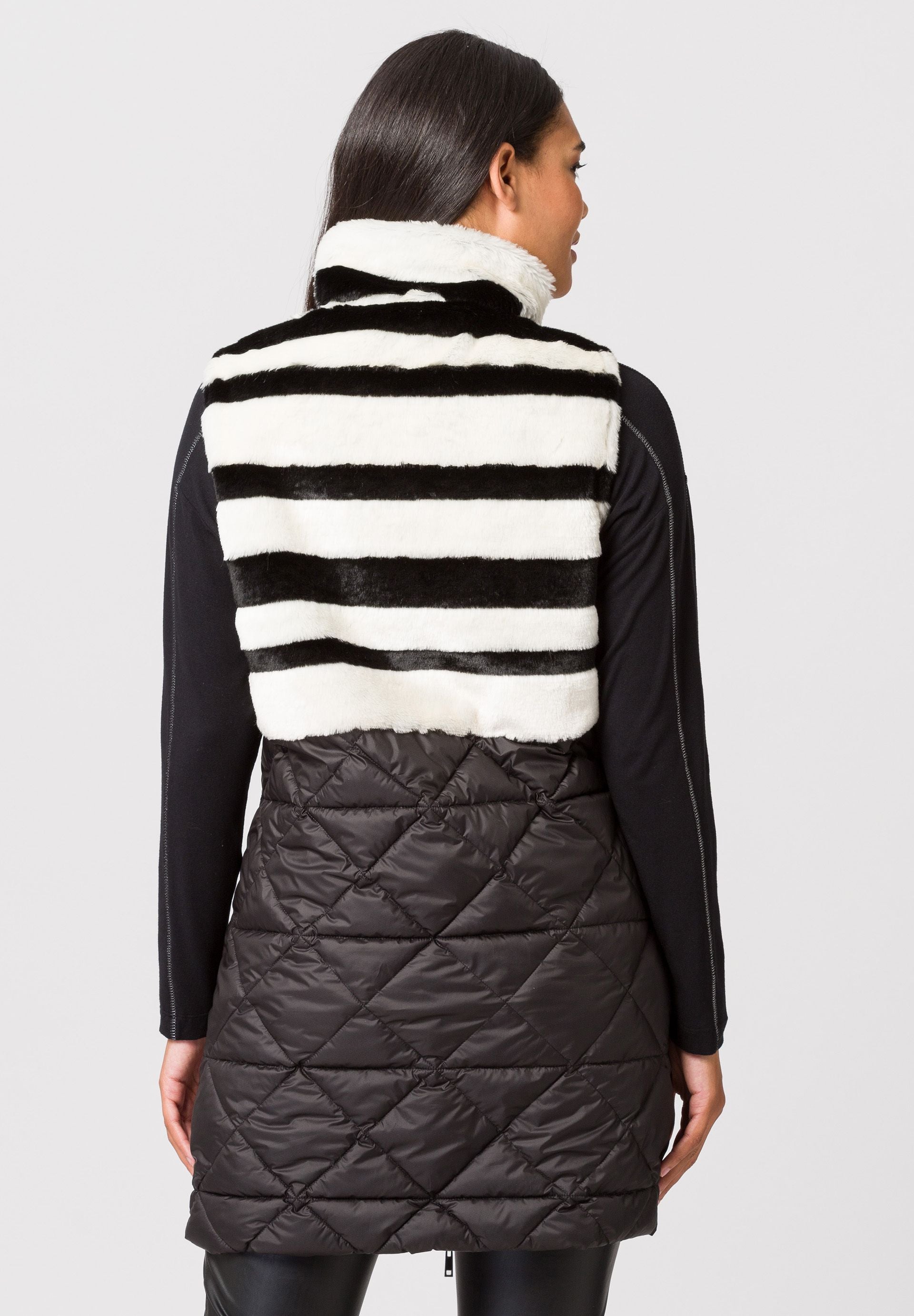Monochrome Longline Gilet with Fur details 455855