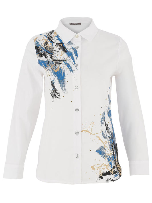 Dolcezza Abstract Brushstroke Button-Up Shirt Lucindas