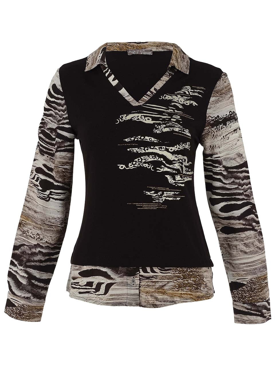 Dolcezza Mixed Animal Print V-Neck Top Lucindas