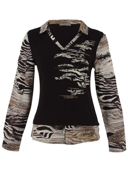 Dolcezza Mixed Animal Print V-Neck Top Lucindas