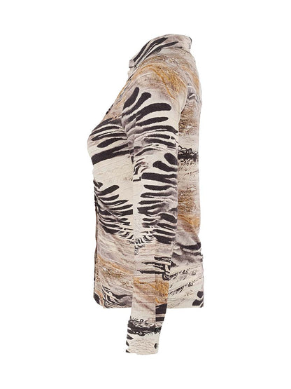 Dolcezza Abstract Safari Print Button-Up Top Lucindas