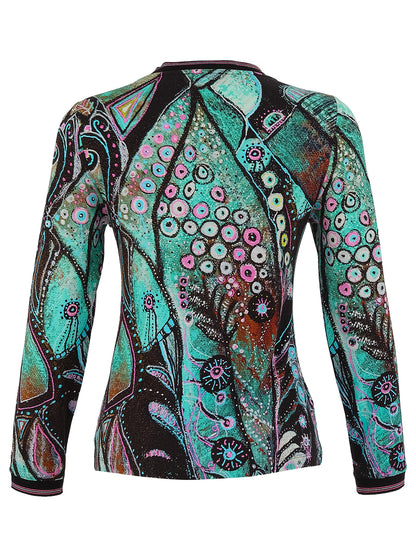 Dolcezza "Enchanted Island" Printed V-neck Top Lucindas