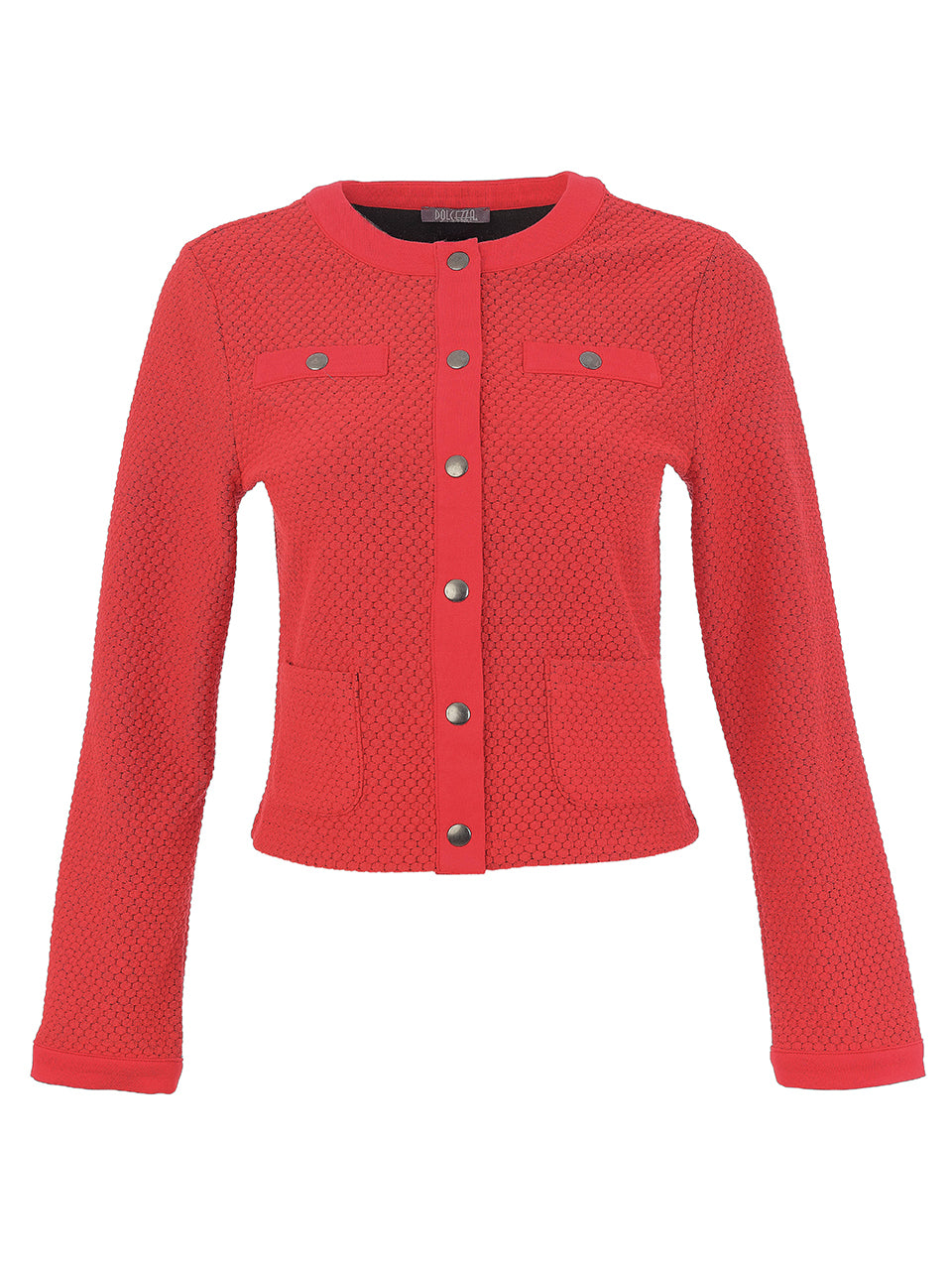 Red Textured Cropped Jacket