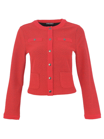 Red Textured Cropped Jacket