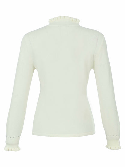 Studded Frill Neck Knit Jumper
