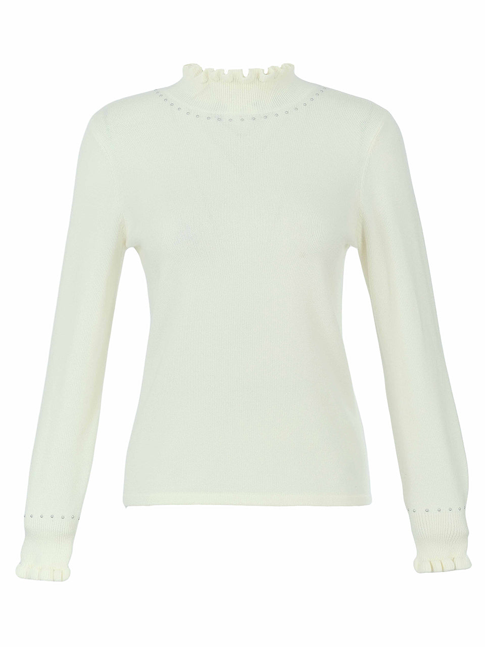 Studded Frill Neck Knit Jumper