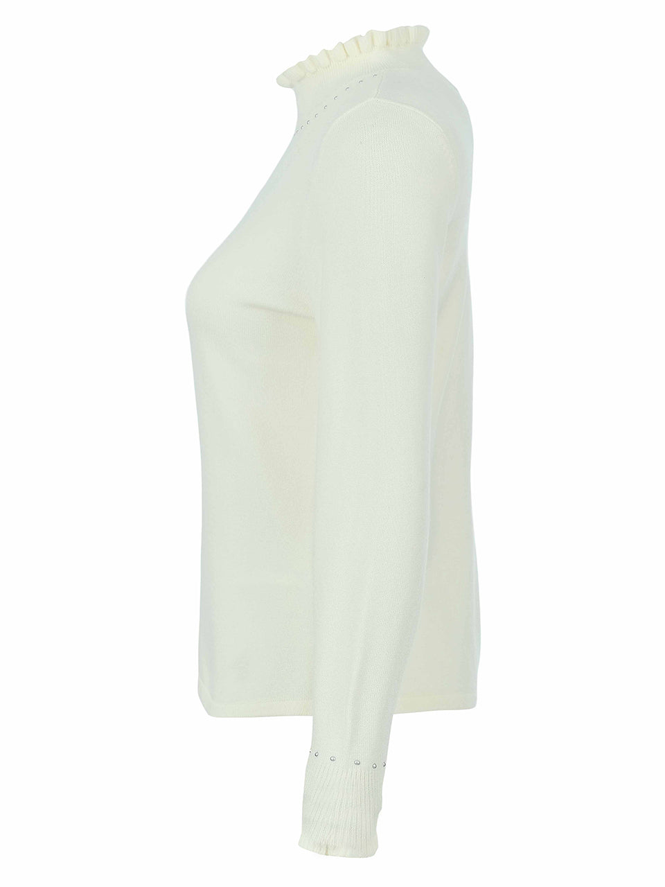 Studded Frill Neck Knit Jumper
