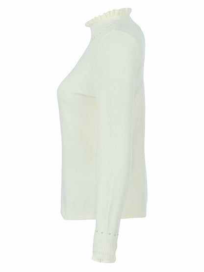 Studded Frill Neck Knit Jumper