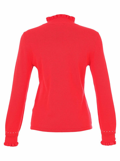 Studded Frill Neck Knit Jumper