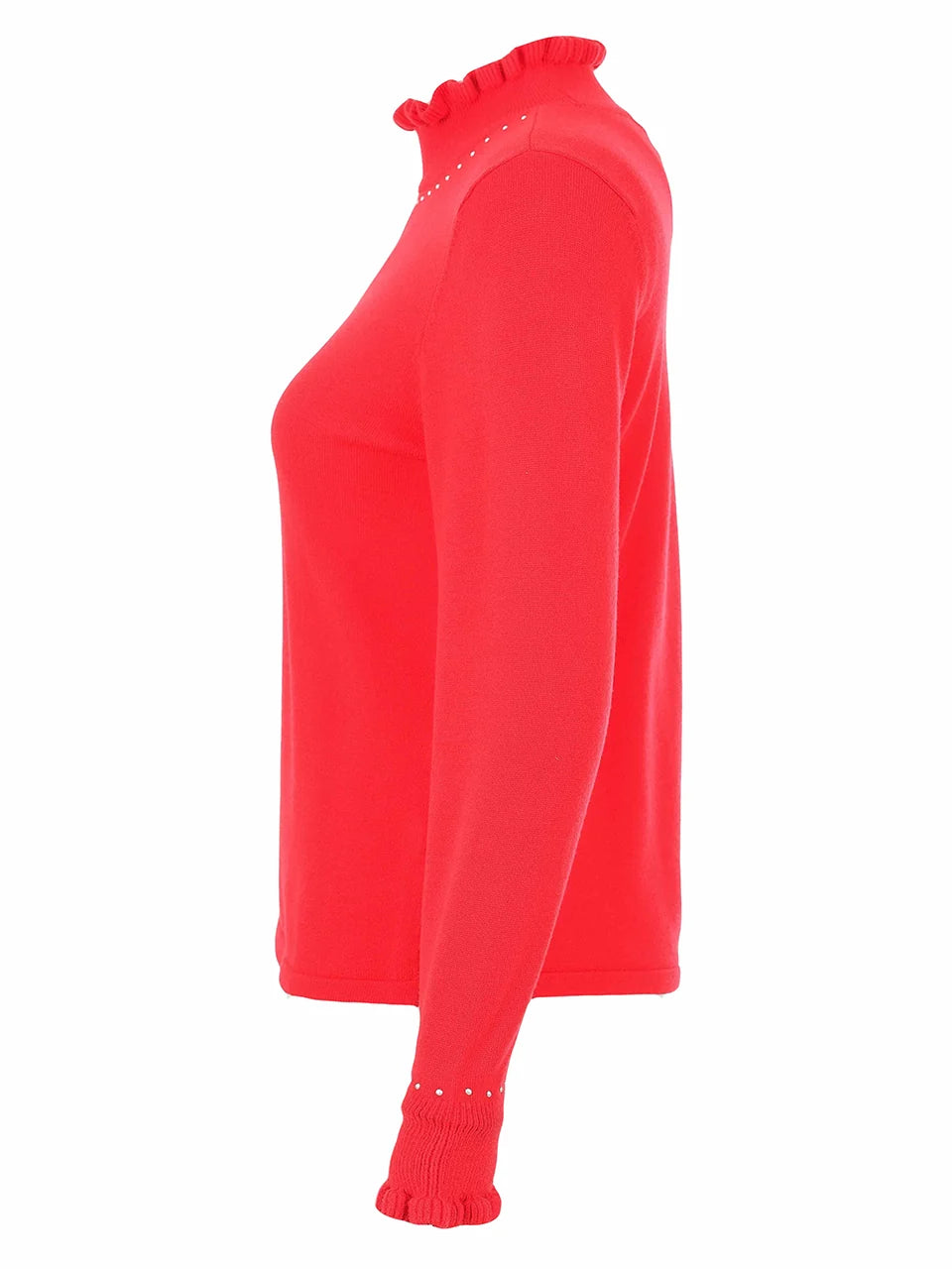 Studded Frill Neck Knit Jumper
