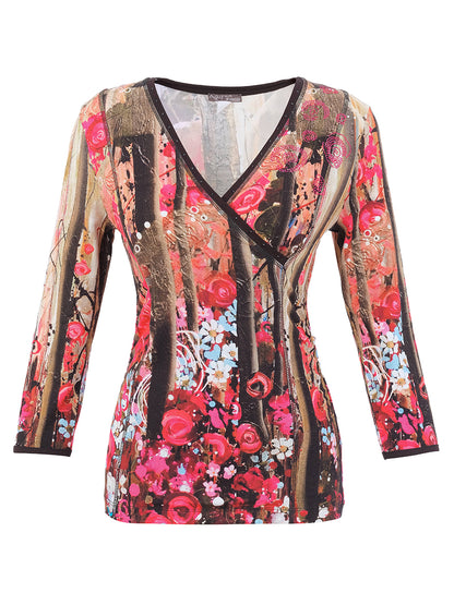 "Wild Forest Rose" Wrap Top