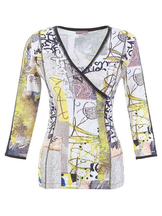 'Fragments' Faux-Wrap Knit Pullover Top