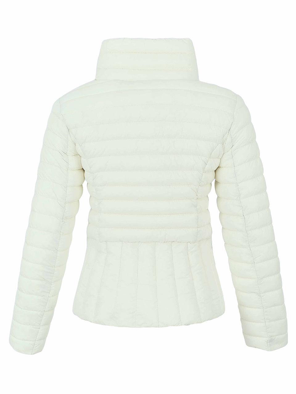 White Asymmetric Fitted Puffer Jacket