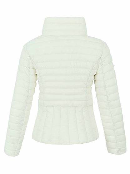 White Asymmetric Fitted Puffer Jacket