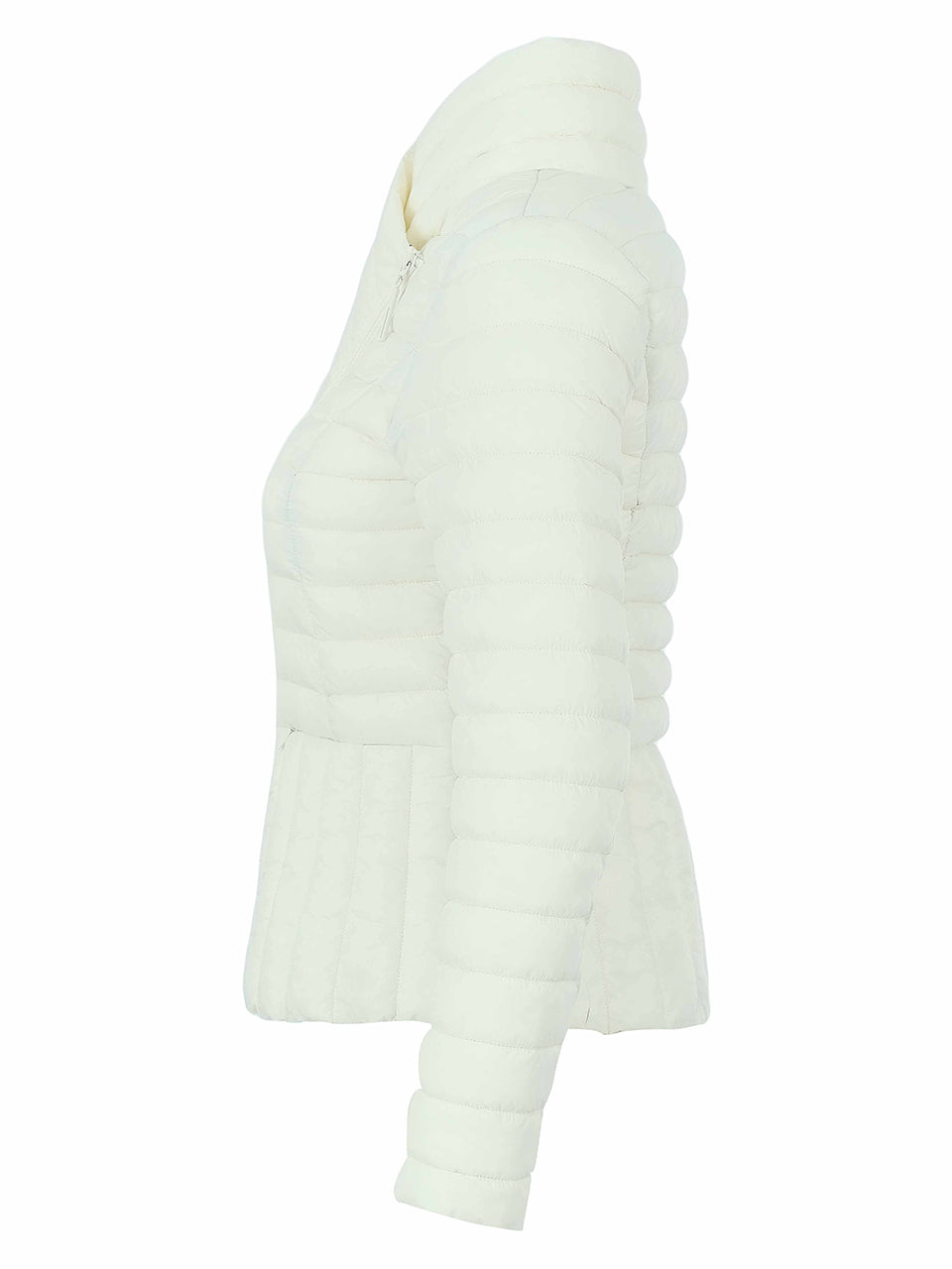 White Asymmetric Fitted Puffer Jacket
