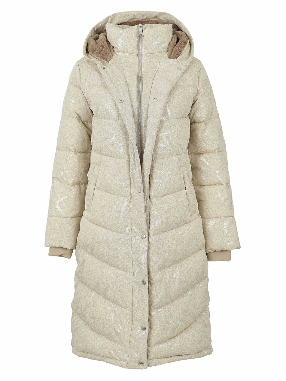 Shimmer-Finish Hooded Longline Puffer Coat - Lucindas on-line