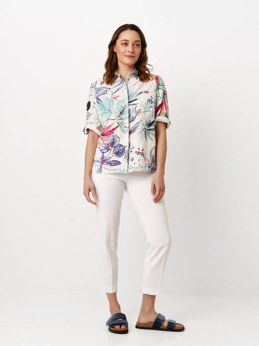 Linen Blouse with Colourful Print 1438-2