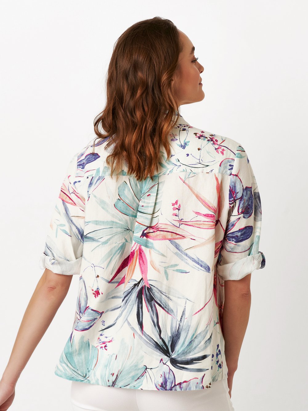 Linen Blouse with Colourful Print 1438-2