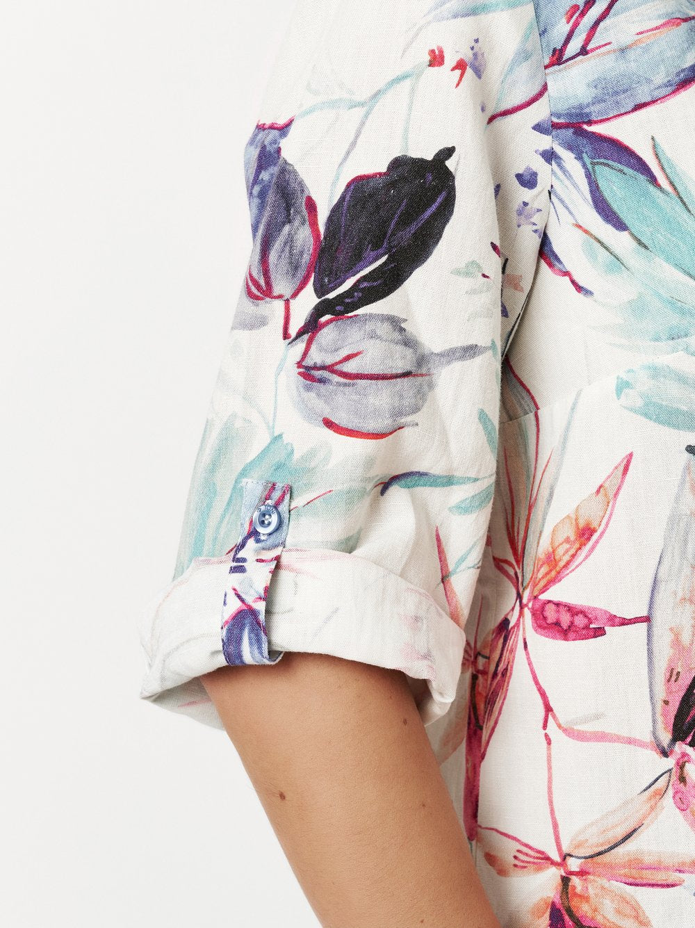 Linen Blouse with Colourful Print 1438-2