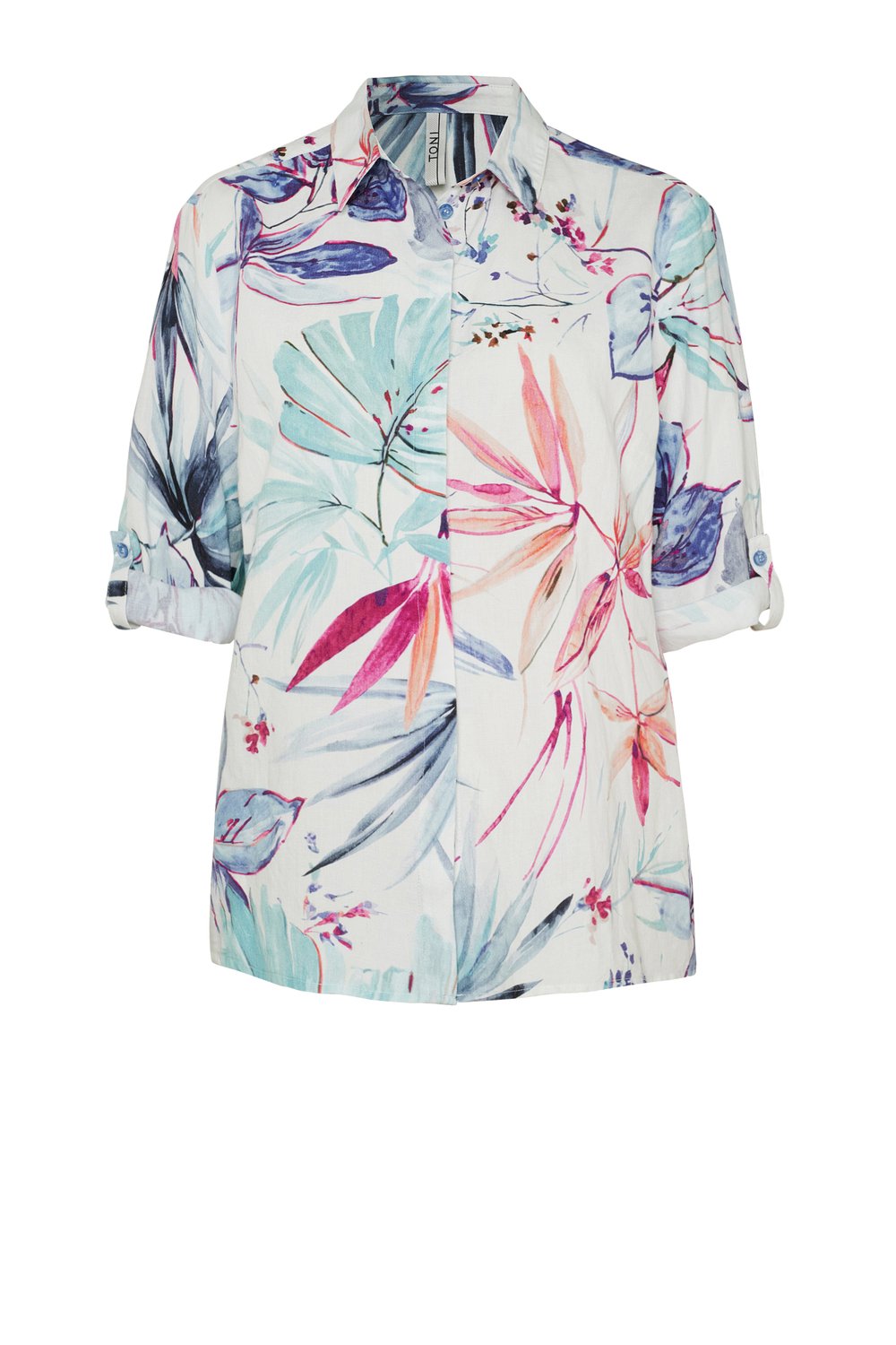 Linen Blouse with Colourful Print 1438-2