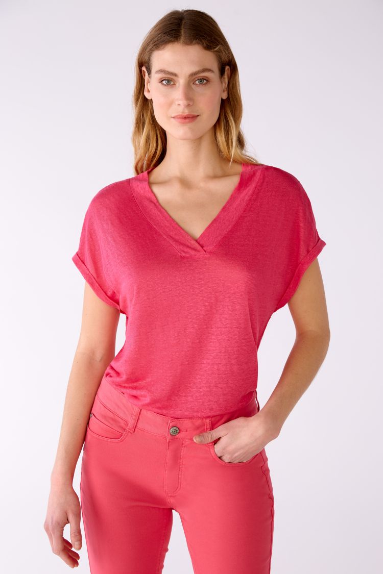 Pink Natural Linen T-Shirt