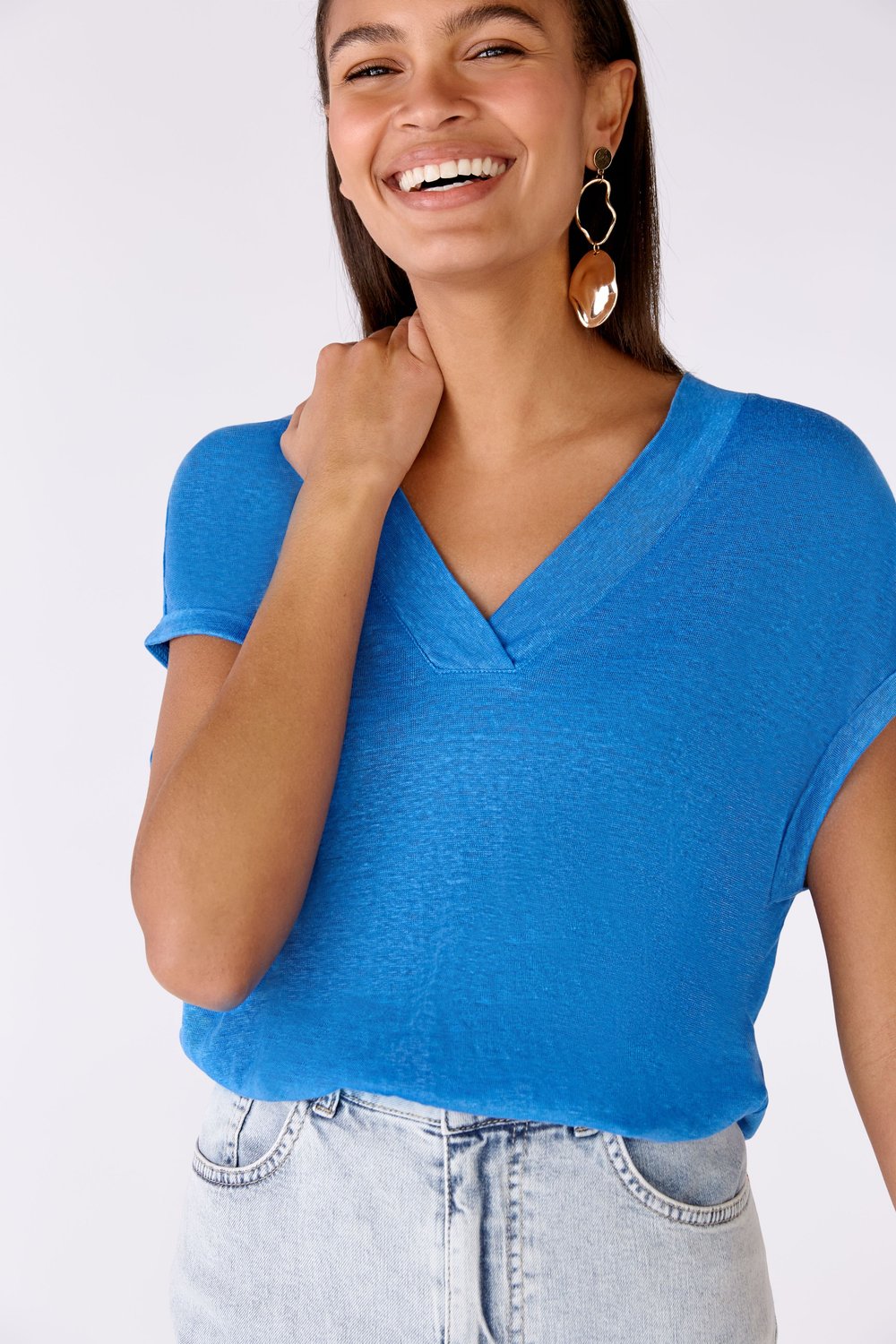 Azure Blue Natural Linen T-Shirt