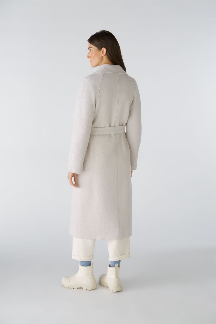 Stone Double-breasted Wool Coat with Belt 79297
