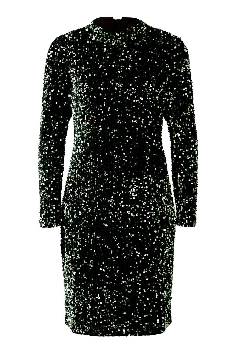 Green Sequin Velvet Dress 80074
