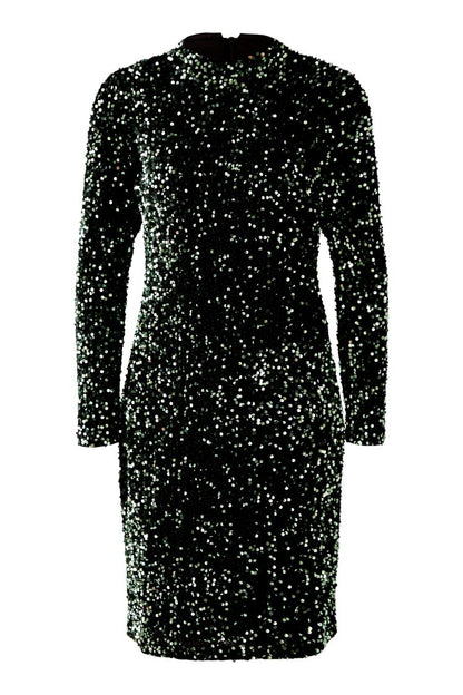 Green Sequin Velvet Dress 80074