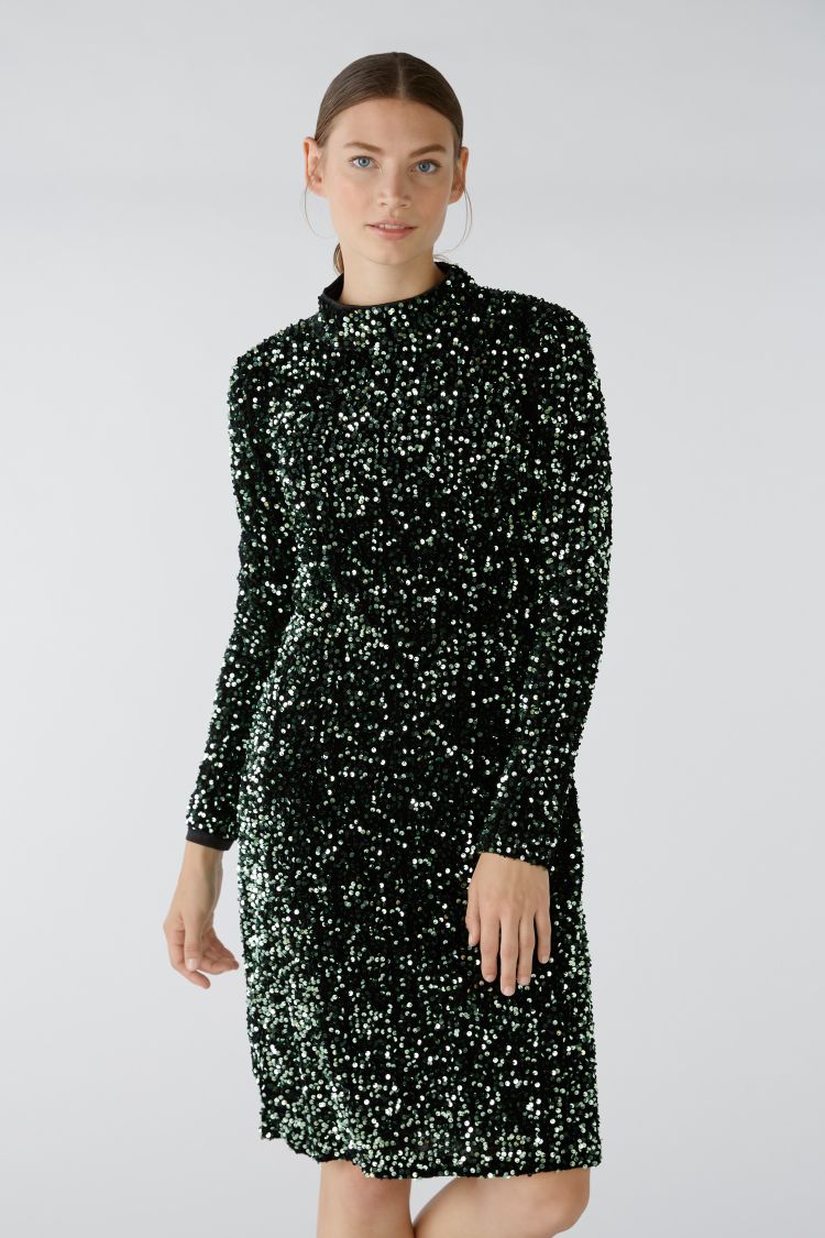 Green Sequin Velvet Dress 80074