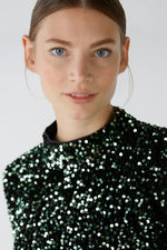 Load image into Gallery viewer, Green Sequin Velvet Dress 80074
