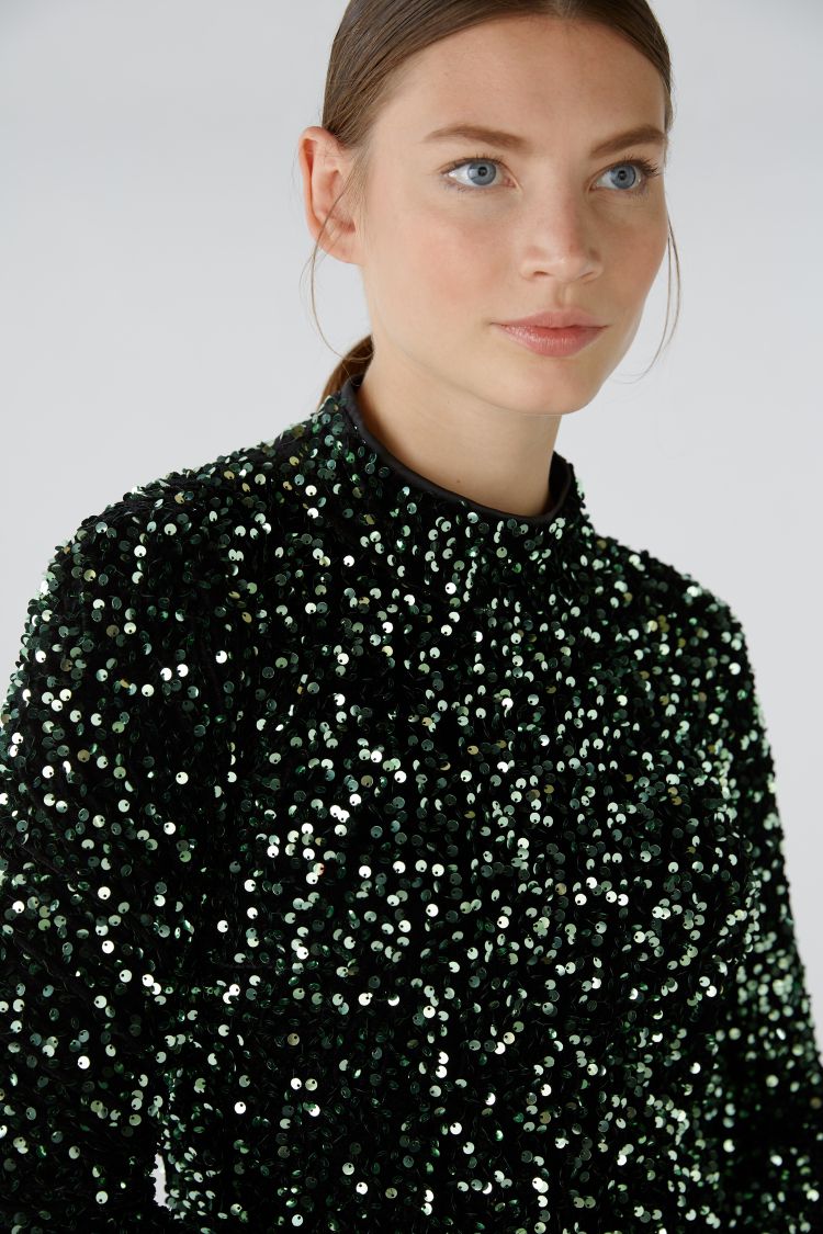 Green Sequin Velvet Dress 80074
