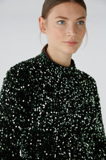 Load image into Gallery viewer, Green Sequin Velvet Dress 80074
